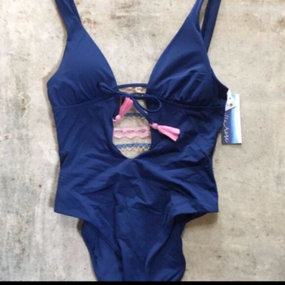 Isabella Rose Size L Navy One Piece Swimsuit - Picture 4 of 8